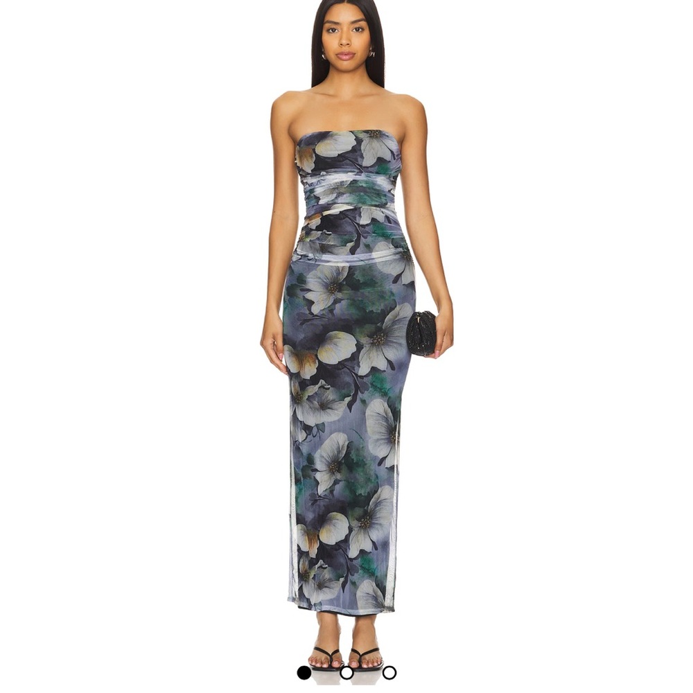 REVOLVE Blue Gray Strapless Sheath Dress